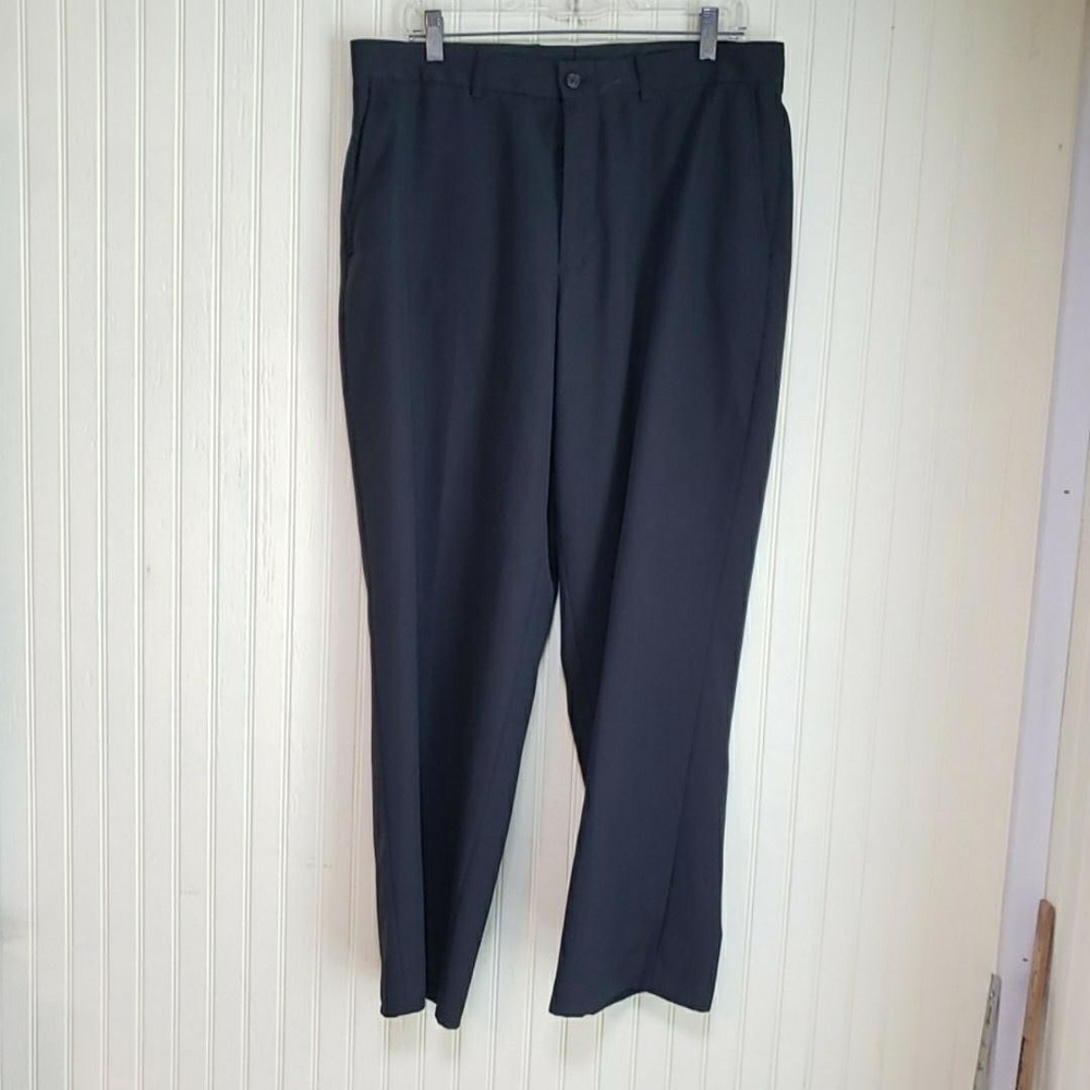 IZOD Dress Pants Mens 36x30 Black Microfiber Flat Front XFG Business Dress
